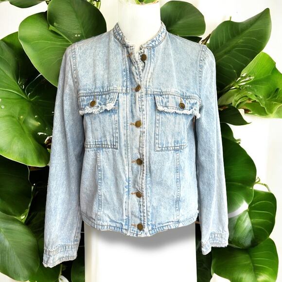 Honey Punch Fiited Denim Jean Jacket EUC - Picture 1 of 8